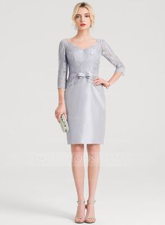 [AU$134.00] Sheath/Column V-neck Knee-Length Taffeta Cocktail Dress With Bow(s) Lace Cocktail Dress, Mommy Style, Fashionable Outfits, Cocktail Dress Lace, Luxury Dress, Wedding Looks, Dress With Bow, Cocktail Dresses, Knee Length