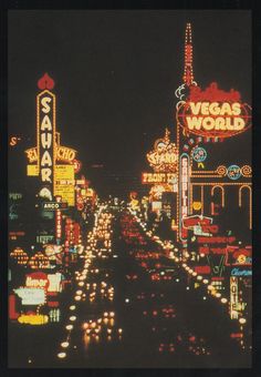 the neon lights of las vegas at night