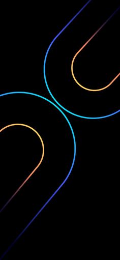 two blue and orange circles on a black background with lines in the middle that run parallel to each other