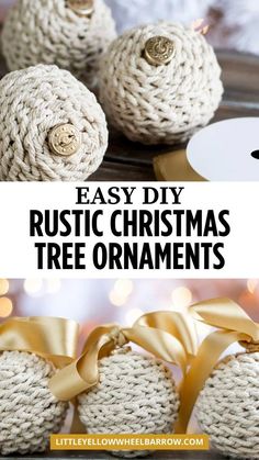 crocheted christmas tree ornaments with gold ribbon