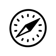 a black and white clock with an arrow on it