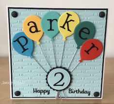 a birthday card with balloons and the words cake on it