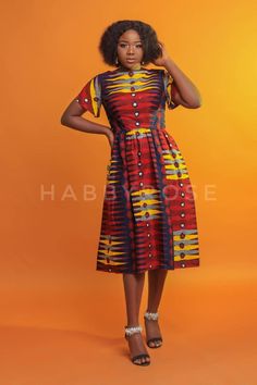 Seun African dress for women African clothing | Etsy Red Short Sleeve Dress With Colorful Pattern, Red Dresses With Fitted Bodice For Dressmaking, Fitted Red Dress With Colorful Pattern, Printed Fitted A-line Dress, Yellow Printed A-line Dress, Yellow A-line Printed Dress, Orange Fitted A-line Dress, Fitted A-line Orange Dress, African Midi Dress