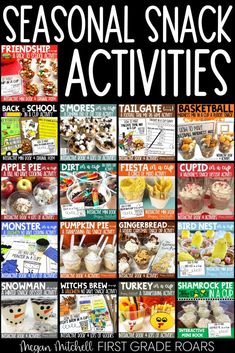 the seasonal snack activities are great for kids to do with their school year's