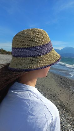 Crochet Beach Raffia Hat, Straw Beach Hat For Sea Holiday, Beach Accessories Bucket Raffia Hat your best friend for summer. Raffia eco- friendly materials.  Hat weight is about 100 grams. It fits easily into a travel ag for travel.  The hat is breathable, you will feel comfortable on the beach and will provaid reliable protection from the sun. For the choice size, please refer to messages.  The hat cannot be washed or wrong out in a washing machin, it will e enout to wipe it with a damp cloth. Adjustable Multicolor Crochet Straw Hat, Adjustable Multicolor Straw Crochet Hat, Multicolor Woven Summer Crochet Hat, Summer Multicolor Woven Crochet Hat, Beach Bucket Hat With Flat Brim And Woven Detail, Beach Woven Bucket Hat In Toquilla Straw, Woven Bucket Hat With Flat Brim For Beach, Woven Toquilla Straw Bucket Hat For Beach, Beach Woven Toquilla Straw Bucket Hat