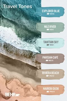 an aerial view of the beach with text overlaying it that reads travel tones