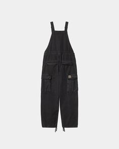 Color: Black (stone dyed) - The Cargo Bib Overall is made from midweight cotton canvas which has been stone-dyed, offering a softer feel and unique color variation on details. The item's hybrid silhouette is inspired by two classic utilitarian styles – the cargo pant and overall. It is detailed with elasticated suspenders and adjustable leg openings for an adaptable fit. Double-layer pleated knees offer added volume. Multiple pockets and a woven Square Label complete the design. _* 100% Cotton ( Overall Cargo Pants, Utilitarian Style, Bib Overalls, Adjustable Legs, Cargo Pant, Carhartt Wip, Black Stone, Suspenders, Unique Colors