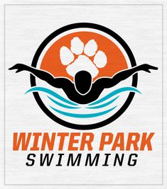 the winter park swimming logo with an orange and black paw on it's chest