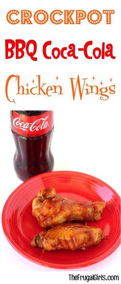 crockpot bbq coca cola chicken wings on a red plate