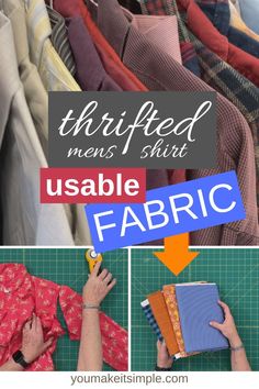 Use a Thrifted Dress Shirt for Useable Fabric Upcycled Clothing Tutorial, Refashioned Clothing, Recycled Shirts, Upcycled Dress, Thrift Flip, Upcycle Recycle, General Crafts, Upcycled Clothing