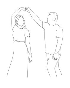 a line drawing of a man reaching for a woman's hand with her arm