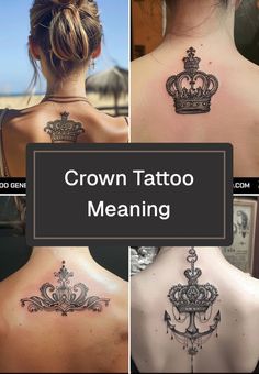 Crown Tattoo Meaning, A Crown Tattoo, Crown Tattoos For Women, Tattoo On The Back, Crown Tattoos, Rose Tattoo Thigh, King And Queen Crowns, Imperial Crown, Bow Tattoo