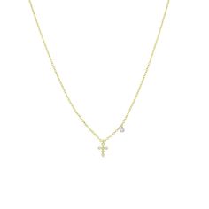 Meira T Dainty Diamond Delicate Cross - 14kt Yellow Gold Delicate Gold Chain, Gold Stars, Cross Pendant, Gold Chain, Gold Chains, Timeless Design, Two Tone