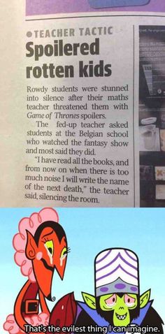 an article in the newspaper with cartoon characters on it