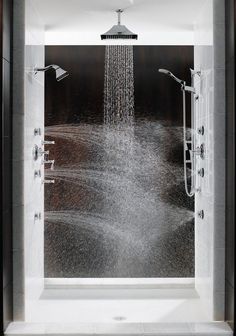 an image of a shower head with water coming from it and the caption reads 20 a multi - directional steam shower would do your body good