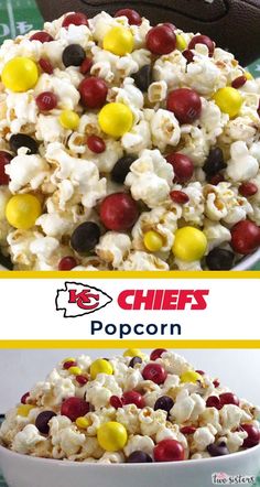 two pictures with popcorn, candy corn and football on the bottom one has an image of a football