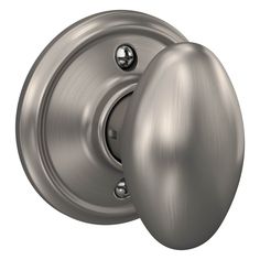 an image of a door knob with the handle on it's side, in brushed steel