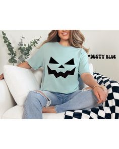 Halloween Pumpkin Shirt, Jackolantern Womens Halloween Tshirt, Unisex Men Women Tees, Cute Fall Shirt Spooky Season Halloween Costume Shirt - Etsy Blue Pre-shrunk Tops For Halloween, Cute Fall Shirt, Women Tees, Halloween Tshirt, Costume Shirts, Pumpkin Shirt, Fall Shirt, Halloween Women, Fall Shirts