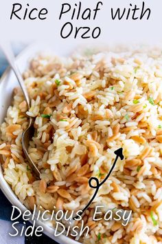 rice pilaf with orzo in a white bowl