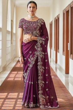 Designer saree for women, wine saree blouse, kasturi silk saree for function,Indian wedding saree for reception,fancy thread zari work saree 1) Saree Details :  Saree Color: 11) Wine 2) Green  Saree length: 5.5 meter.  Saree Work : fancy dori with fancy zari & thread work Saree Fabric: heavy kasturi silk 2) Blouse Details : (Semi Stitched) Blouse Color : Matching Blouse Length : 0.8 Meter Blouse Work : fancy dori with fancy zari & thread work Blouse Fabric: heavy kasturi silk  Blouse wear by mod Crepe Saree, Designer Sarees Online, Katrina Kaif, Organza Saree, Work Sarees, Fancy Sarees, Traditional Sarees