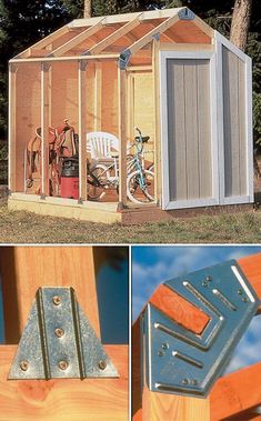 the shed is being built and ready to be used as a storage area for bicycles