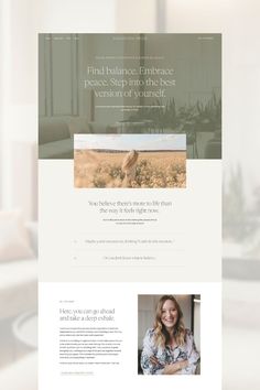 an image of a website design for a real estate agent in the desert, with a woman smiling and looking at the camera