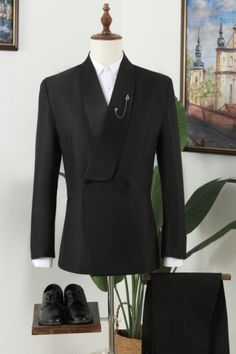 Discover Nash Fancy Black Shawl Lapel Double Breasted Wedding Men Suits with allabousuit. Shop for a range of Black Shawl Lapel men's suits for every occasion with rush order service in cheap price. Black Double Breasted Suit For Groom With Notch Lapel, Black Double Breasted Groom Suit With Notch Lapel, Black Double Breasted Suit For Party With Suit Collar, Black Double-breasted Suit With Suit Collar For Party, Black Double Breasted Suit For Party, Tailored Black Double Breasted Suit For Wedding, Black Tailored Double Breasted Wedding Suit, Tailored Black Double-breasted Suit For Wedding, Fitted Black Double Breasted Suit For Wedding