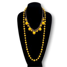 Brighten Up Any Outfit With This Fabulous Joan Rivers Brilliant Canary Yellow Round Beaded Long Layered Statement Necklace! Bursting With Vibrant Color, This Eye-Catching Piece Is Perfect For Making A Bold Statement And Adding A Pop Of Sunshine To Your Wardrobe. Embrace Your Playful Side And Let This Stunning Necklace Shine In Your Collection! One Of My Favorites! 36' With 3" Extender Signed Gold Tone Hardware Lobster Closure Nickel Free Msrp $108 Elegant Yellow Long Beaded Necklaces, Elegant Long Yellow Beaded Necklace, Elegant Yellow Long Beaded Necklace, Elegant Yellow Beaded Chain, Elegant Yellow Party Beads, Party Jewelry With Large Yellow Beads, Yellow Beaded Chain Necklace For Party, Elegant Yellow Necklace With Gold Beads, Yellow Beaded Necklaces With Gold Beads