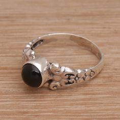 Carefully crafted by artisan Komang Suastra, this sterling silver cocktail ring is a stunning example of handcrafted artistry. The crown features Balinese cultural motif designs leading up to a beautiful black onyx. Then, it is completed in a combination of oxidized and high-polish finishes for a rich depth of color. Single Stone Ring, Silver Cocktail, Single Stone, Motif Design, One Ring, Balinese, Jewelry Packaging, Cocktail Ring, Jewelry Gift Box