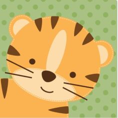 a close up of a cartoon tiger on a green background