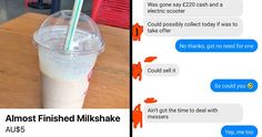 an image of two texts that are being shared on their cell phones and one has a straw in it