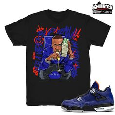 "Air Jordan 4 shirts to match the Retro Jordan 4 Winter Loyal Blue Holiday 2019 sneaker release. \"Billion Dollar Baby\" - Shirt Design by Shirts4Sneakers. * Please note that the sneaker DOES NOT come with the t-shirt. [The sneaker is only intended to show the sneaker match] * Please allow 4-5 business days for handling time. * 6.0oz - 100% Pre Shrunk Cotton - Gildan Tee * All shirts are made to order with high-quality direct to garment print. * For sizing please refer to our sizing chart. POSIT Air Jordan 1 Court Purple, Jordan 1 Court Purple, Jordan 1 Fearless, Green Craft, Retro 11, Graphic Tee Outfits, Retro 4, White Tee Shirts, Winter Shirts