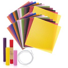 PRICES MAY VARY. beeswax candle making kit Include: Our beeswax candle making kit includes 24 Pcs beeswax sheets in 12 different colors, the size is 20*20 cm/8*8 inch, and with a cotton wick 240 inch. You can create your own beeswax candles or an interesting kid's craft project. Natural Beeswax Sheets: Our beeswax candles are made of 100% beeswax, have a unique honeycomb texture, safe and healthy pure natural, renewable, and environmentally. beeswax sheets for candle making: People of all ages a Beeswax Sheet Candles, Making Beeswax Candles, Beeswax Candles Diy, Rolled Candles, Candle Kit, Natural Beeswax Candles, Candle Kits, Diy Wax, Candle Making Kit