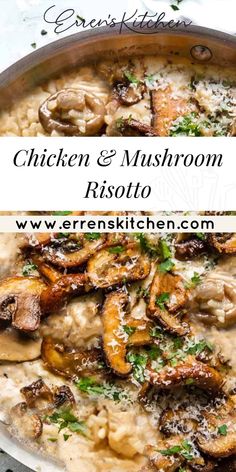 chicken and mushroom risotto with parmesan cheese