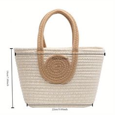 an image of a straw bag with measurements