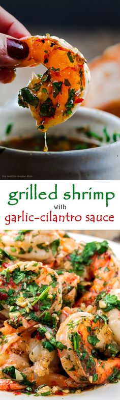 grilled shrimp with garlic - cilantro sauce is an easy and delicious side dish