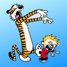 an image of a cartoon character that is jumping in the air with another character behind him