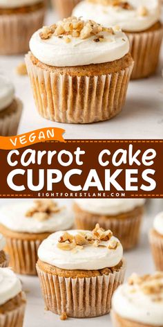 These vegan carrot cake cupcakes are so full of flavour, perfectly spiced with cinnamon and nutmeg, with crunchy walnuts and topped with a classic vegan cream cheese frosting. If you love carrot cake, then you’ll absolutely love this dairy-free cupcake recipe! Vegan Carrot Cake Cupcakes, Vegan Cupcake Recipes, Vegan Vanilla Cupcakes, Patisserie Vegan, Vegan Carrot Cake, Vegan Easter, Vegan Baking Recipes, Vegan Carrot Cakes, Carrot Cake Cupcakes