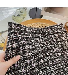 Style: commuting Size: S M L XL Color: black, apricot Chic Black Tweed Bottoms, Black Tweed Bottoms For Work, Spring Black Tweed Bottoms, Black Fitted Tweed Bottoms, Fitted Black Tweed Bottoms, Black Tweed Mini Skirt For Winter, Black Tweed Mini Skirt, Fitted Black Tweed Mini Skirt, Wrap Skirt