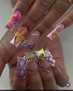 Crazy Acrylic Nails, Brown Acrylic Nails, Long Acrylic Nail Designs, Nails Design With Rhinestones, Glamorous Nails