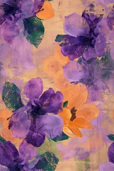 purple and yellow flowers painted on canvas