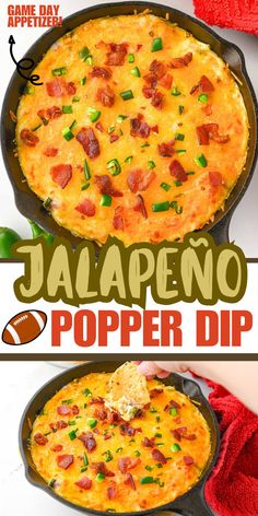 You'll love this cheesy Jalapeno Popper Game Day Dip! A hot appetizer to keep your guests warm with savory bacon and lots of cheese! Superbowl Party Dips, Easy Super Bowl Party Food, Super Bowl Finger Foods, Gameday Dips. Bacon Cream Cheese Dip, Jalapeno Popper Dip Recipe, Bacon Jalapeno Poppers, Jalapeno Popper Dip, Popper Dip, Bacon Appetizers, Stuffed Jalapenos With Bacon, Jalapeno Popper, Dip Recipes Easy