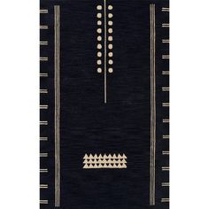 a black rug with white dots and lines