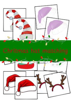 Cognitive Activities, Hat Day, Holiday Hats, Free Play, Matching Activity, Christmas Hanukkah, Kwanzaa, Preschool Fun, Quiet Time