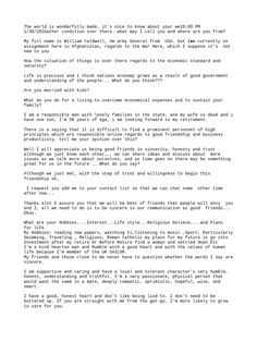 This document appears to be an online conversation between two individuals where one person is impersonating a high-ranking military officer in an attempt to scam the other person. Red flags include requests for money transfers, plans to travel and settle down despite just meeting, and inconsistent details about the impersonated person's identity, location, and situation. The response aims to establish trust and intimacy through flattery and romantic language to carry out the scam. Date Format Design, Tell Me About Yourself Dating Answer, Airline Format For Yahoo, Dating Chatting Format, Chatting Format For Dating, Meet Up Format, Bm Yahoo Format, Dating Format Question And Answer, Male Dating Format