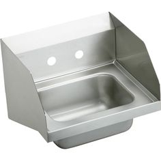 a stainless steel sink with two holes on the side