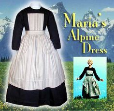 a woman's dress with an image of mountains in the background and text that reads martha's alpine dress