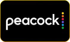 a black and yellow sign with the word peacock on it's bottom corner