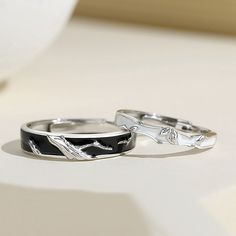 Engravable Romantic Couple Rings Set for Two Elegant Adjustable Couple Rings As Gift, Adjustable Elegant Anniversary Couple Rings, Elegant Personalized Couple Rings For Anniversary, Elegant Personalized Couple Rings, Elegant Black Couple Rings For Gift, Elegant Black Couple Rings As Gift, Couples Promise Jewelry In White, Promise Couples Jewelry In White, White Couples Jewelry For Promise