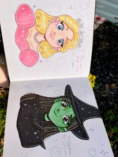 two children's handmade greeting cards with princesses on them